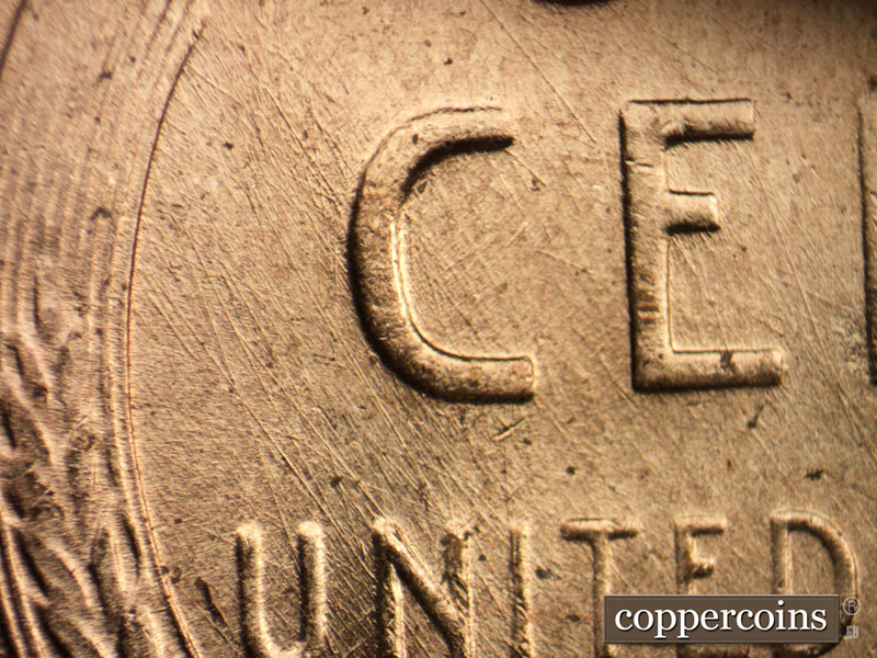 Die-stage C marker on 1957D•1MM•008 (1957 Repunched Mint Mark).