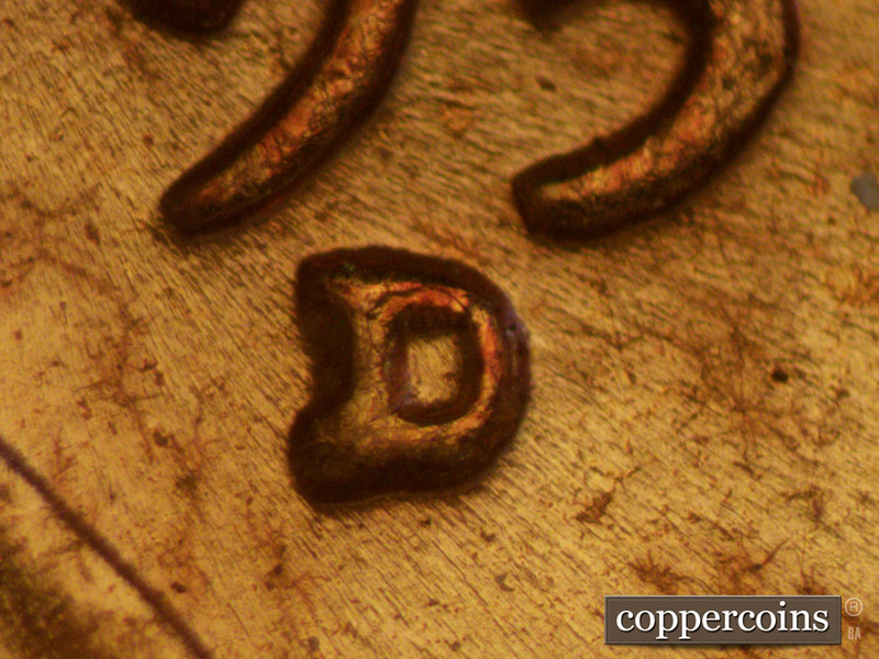 1957 Lincoln cent obverse, CopperCoins die 1957D•1MM•009.