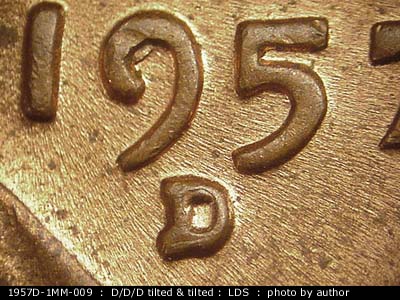 Die-stage C marker on 1957D•1MM•009 (1957 Repunched Mint Mark).