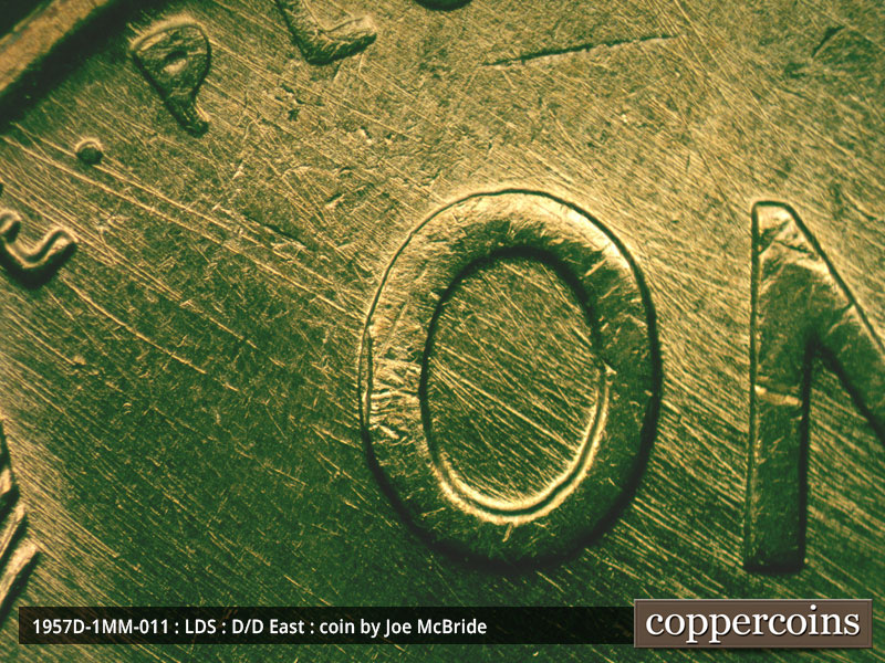 Die-stage C marker on 1957D•1MM•011 (1957 Repunched Mint Mark).