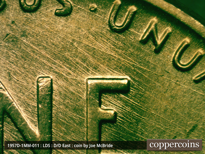 Die-stage C marker on 1957D•1MM•011 (1957 Repunched Mint Mark).