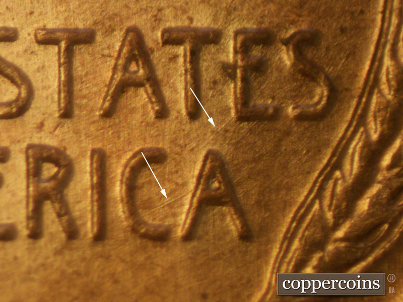 Die-stage A marker on 1957D•1MM•015 (1957 Repunched Mint Mark).