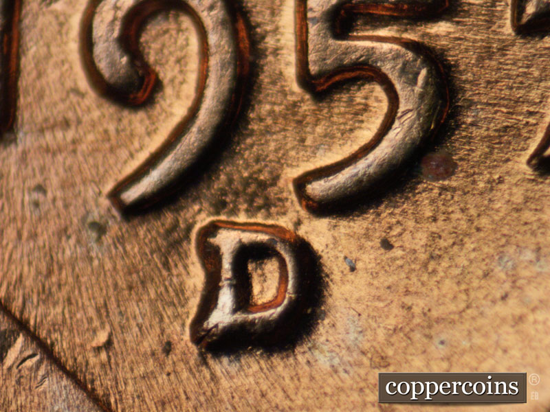 Die-stage A marker on 1957D•1MM•016 (1957 Repunched Mint Mark).