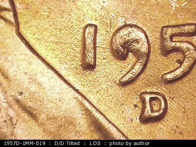Die-stage C marker on 1957D•1MM•019 (1957 Repunched Mint Mark).
