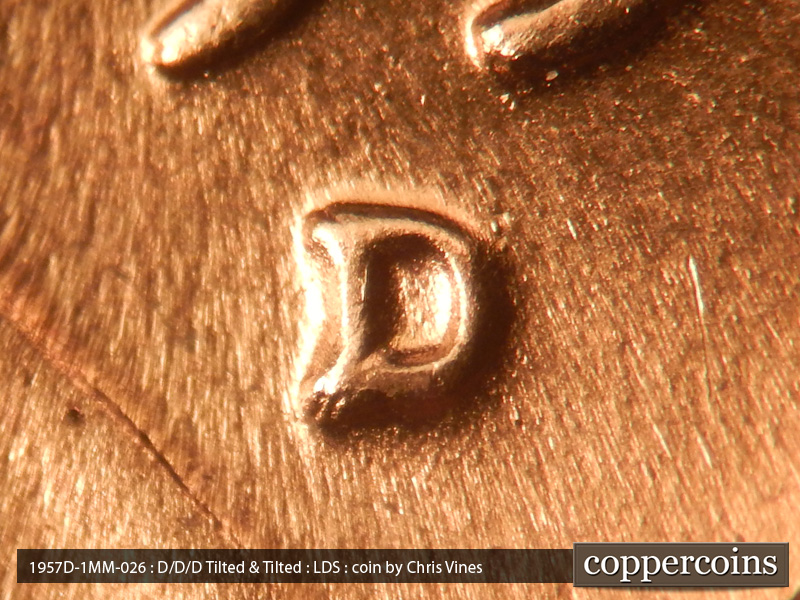 Die-stage C marker on 1957D•1MM•026 (1957 Repunched Mint Mark).