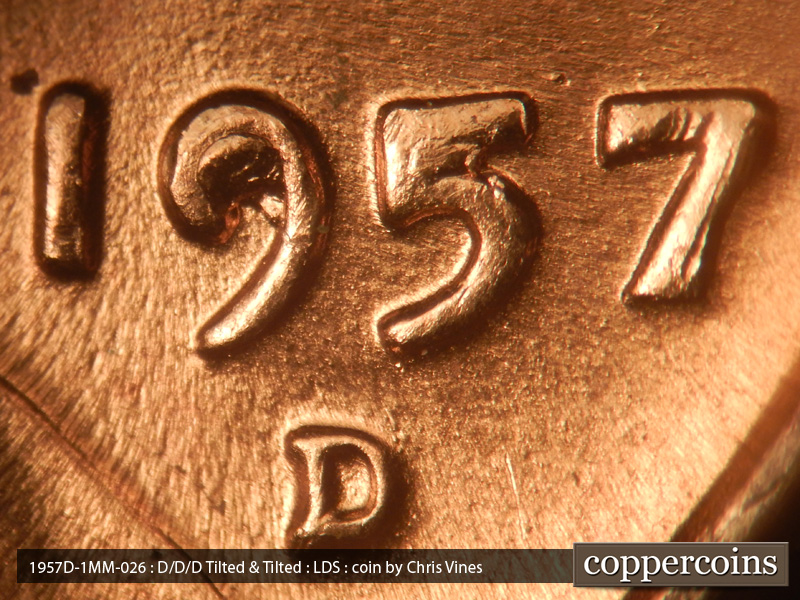 Die-stage C marker on 1957D•1MM•026 (1957 Repunched Mint Mark).