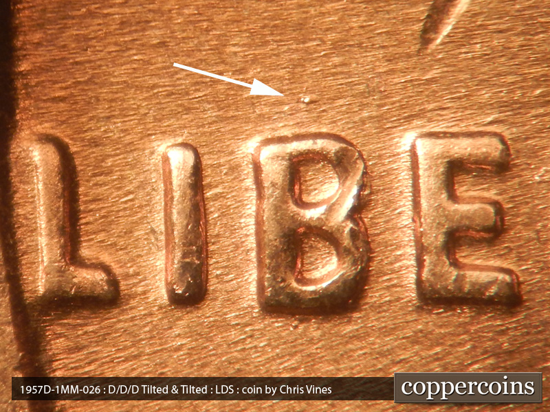 Die-stage C marker on 1957D•1MM•026 (1957 Repunched Mint Mark).