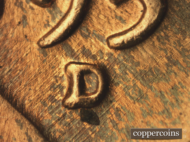 1957 Lincoln cent obverse, CopperCoins die 1957D•1MM•027.