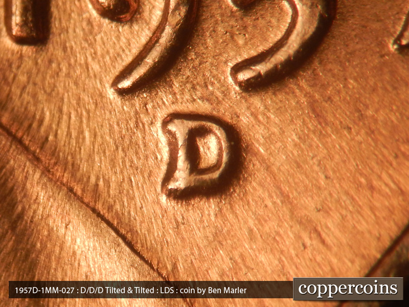 Die-stage C marker on 1957D•1MM•027 (1957 Repunched Mint Mark).