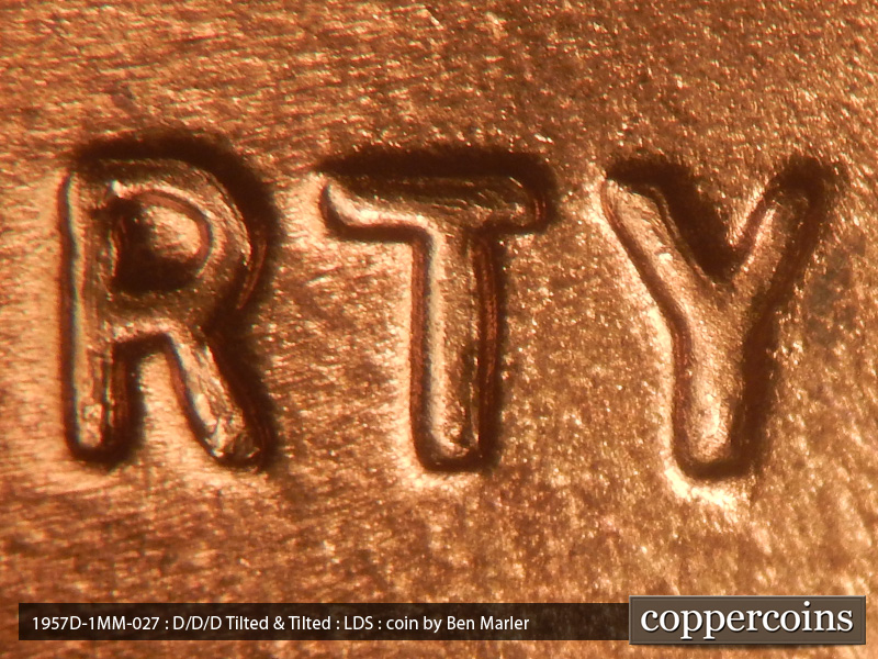 Die-stage C marker on 1957D•1MM•027 (1957 Repunched Mint Mark).