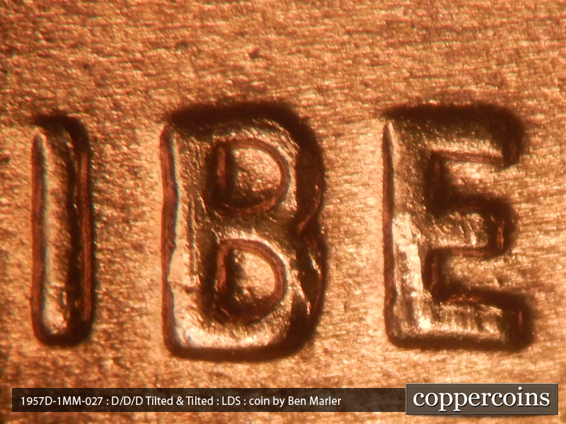 Die-stage C marker on 1957D•1MM•027 (1957 Repunched Mint Mark).