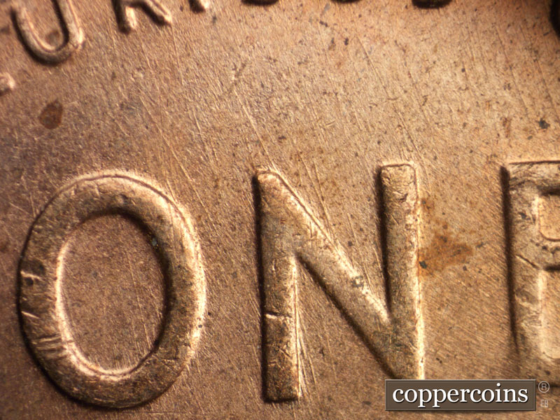 Die-stage A marker on 1957D•1MM•028 (1957 Repunched Mint Mark).