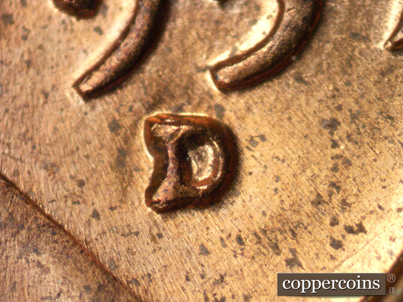 1957 Lincoln cent obverse, CopperCoins die 1957D•1MM•028.