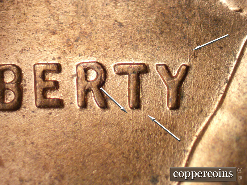 Die-stage B marker on 1957D•1MM•028 (1957 Repunched Mint Mark).
