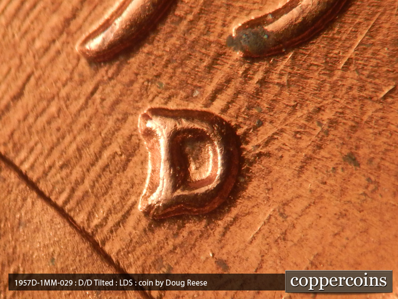 Die-stage C marker on 1957D•1MM•029 (1957 Repunched Mint Mark).