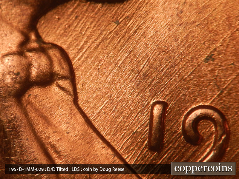 Die-stage C marker on 1957D•1MM•029 (1957 Repunched Mint Mark).