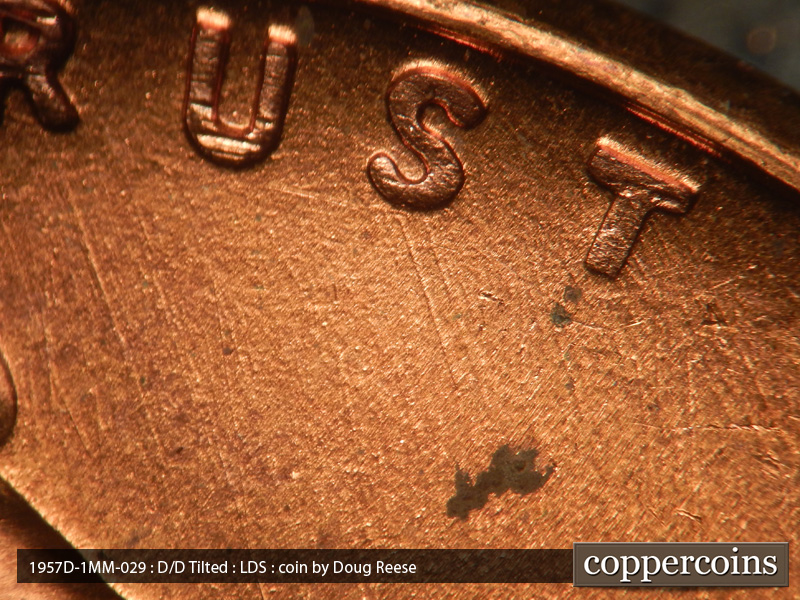 Die-stage C marker on 1957D•1MM•029 (1957 Repunched Mint Mark).