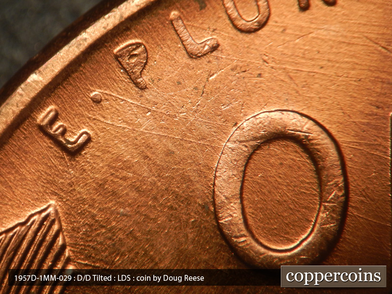 Die-stage C marker on 1957D•1MM•029 (1957 Repunched Mint Mark).