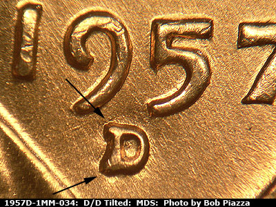1957 Lincoln cent obverse, CopperCoins die 1957D•1MM•034.