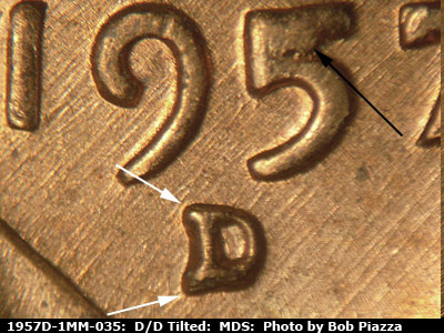 1957 Lincoln cent obverse, CopperCoins die 1957D•1MM•035.