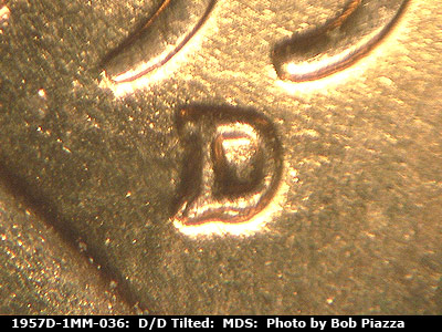 1957 Lincoln cent obverse, CopperCoins die 1957D•1MM•036.