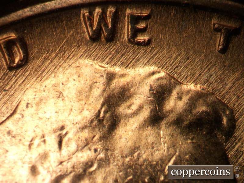 Die-stage C marker on 1957D•1MM•041 (1957 Repunched Mint Mark).
