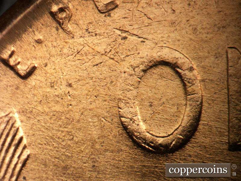 Die-stage C marker on 1957D•1MM•041 (1957 Repunched Mint Mark).