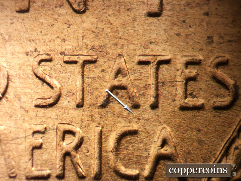 Die-stage C marker on 1957D•1MM•041 (1957 Repunched Mint Mark).