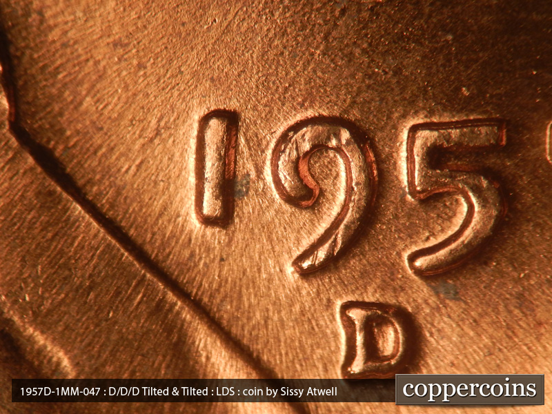 Die-stage C marker on 1957D•1MM•047 (1957 Repunched Mint Mark).