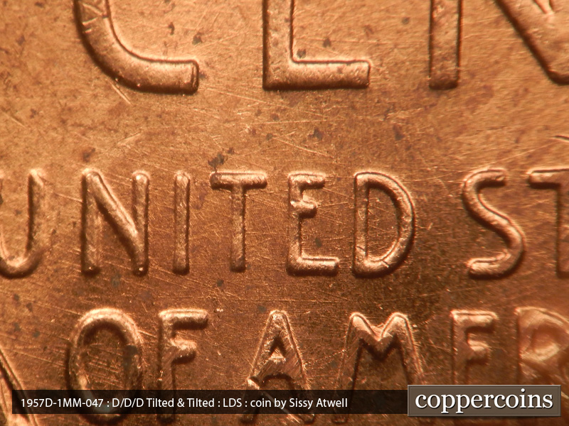 Die-stage C marker on 1957D•1MM•047 (1957 Repunched Mint Mark).
