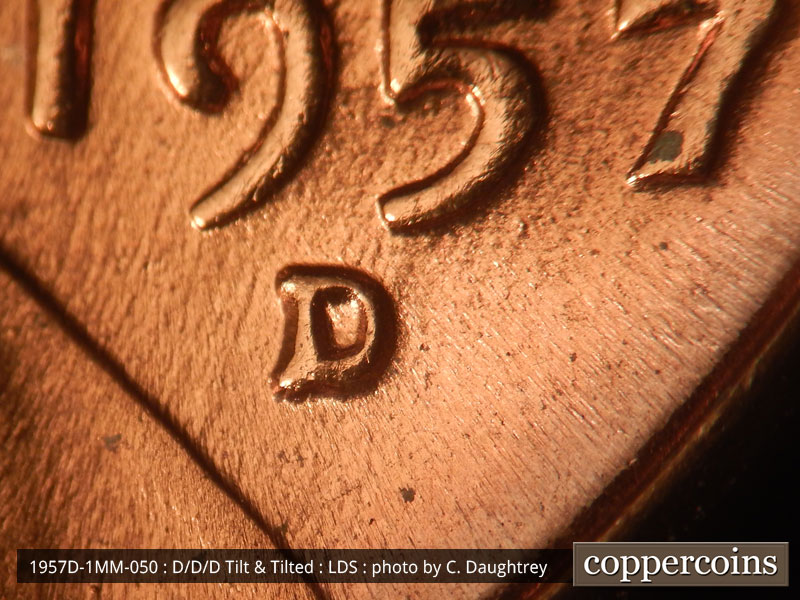 Die-stage C marker on 1957D•1MM•050 (1957 Repunched Mint Mark).