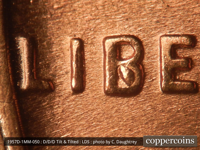 Die-stage C marker on 1957D•1MM•050 (1957 Repunched Mint Mark).