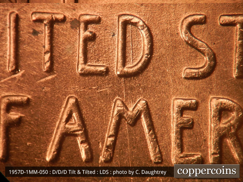 Die-stage C marker on 1957D•1MM•050 (1957 Repunched Mint Mark).