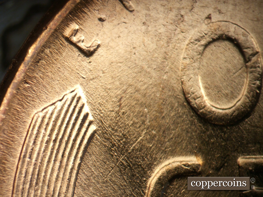 Die-stage C marker on 1957D•1MM•053 (1957 Repunched Mint Mark).