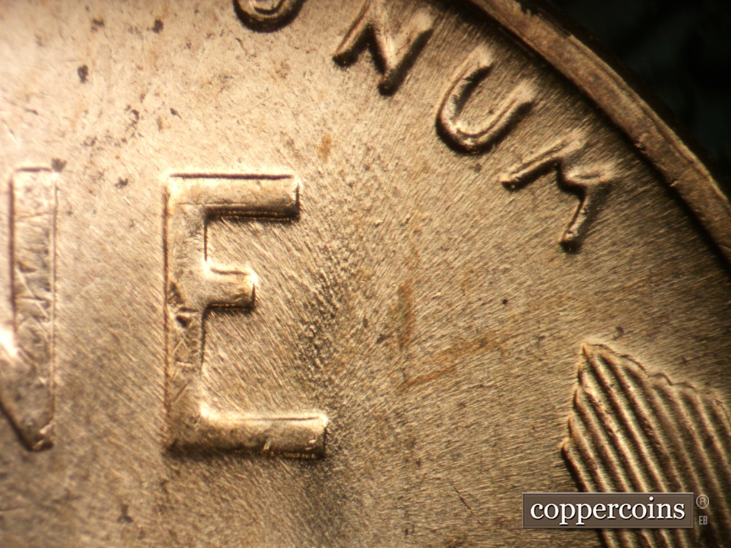 Die-stage C marker on 1957D•1MM•053 (1957 Repunched Mint Mark).