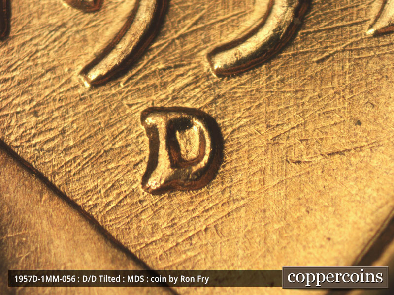 1957 Lincoln cent obverse, CopperCoins die 1957D•1MM•056.