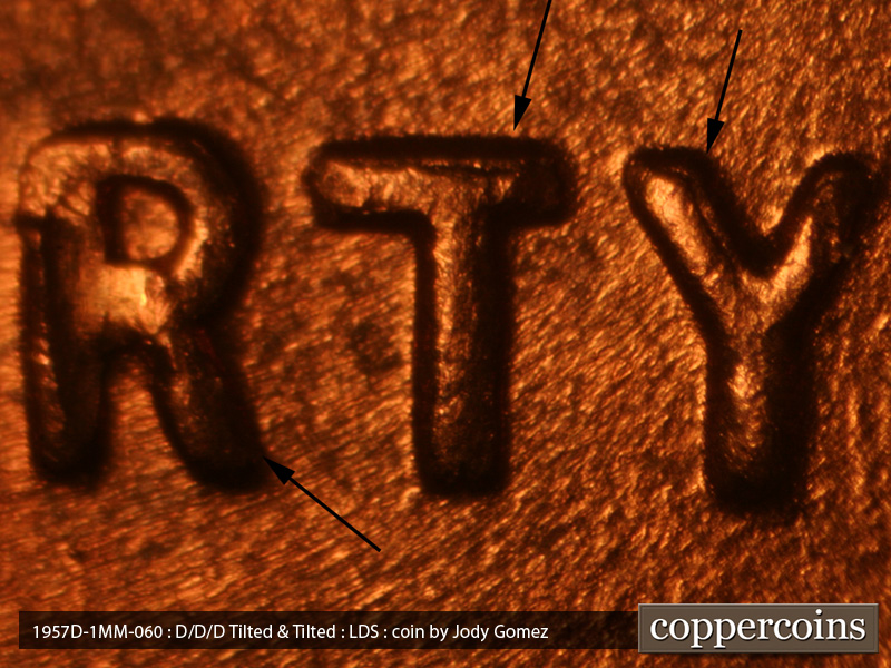 Die-stage C marker on 1957D•1MM•060 (1957 Repunched Mint Mark).