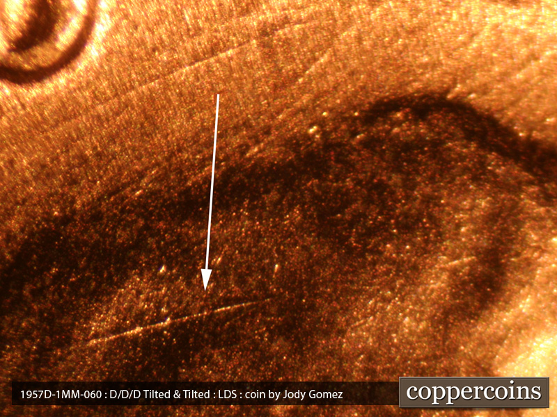 Die-stage C marker on 1957D•1MM•060 (1957 Repunched Mint Mark).
