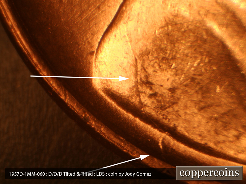 Die-stage C marker on 1957D•1MM•060 (1957 Repunched Mint Mark).