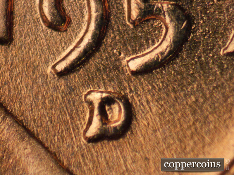 Die-stage A marker on 1957D•1MM•064 (1957 Repunched Mint Mark).