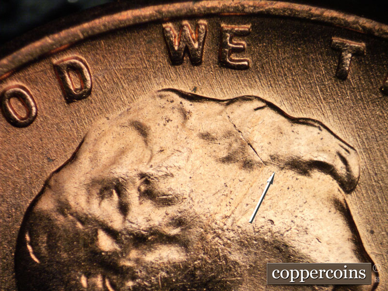 Die-stage A marker on 1957D•1MM•064 (1957 Repunched Mint Mark).