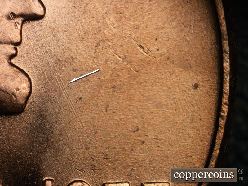 Die-stage A marker on 1957D•1MM•064 (1957 Repunched Mint Mark).