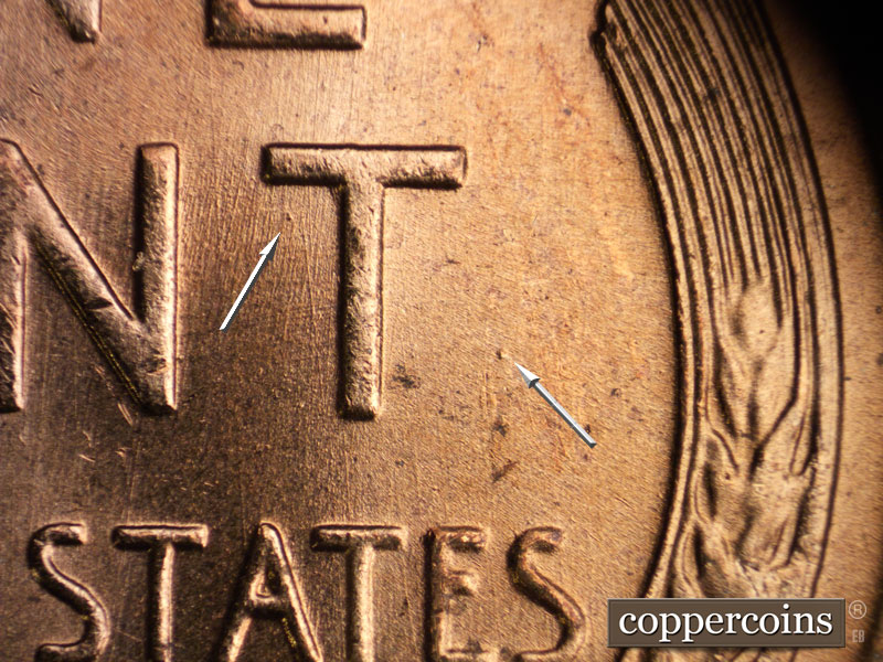 Die-stage A marker on 1957D•1MM•064 (1957 Repunched Mint Mark).
