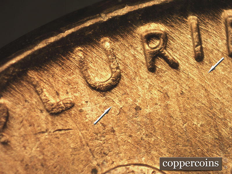 Die-stage C marker on 1957D•1MM•065 (1957 Repunched Mint Mark).
