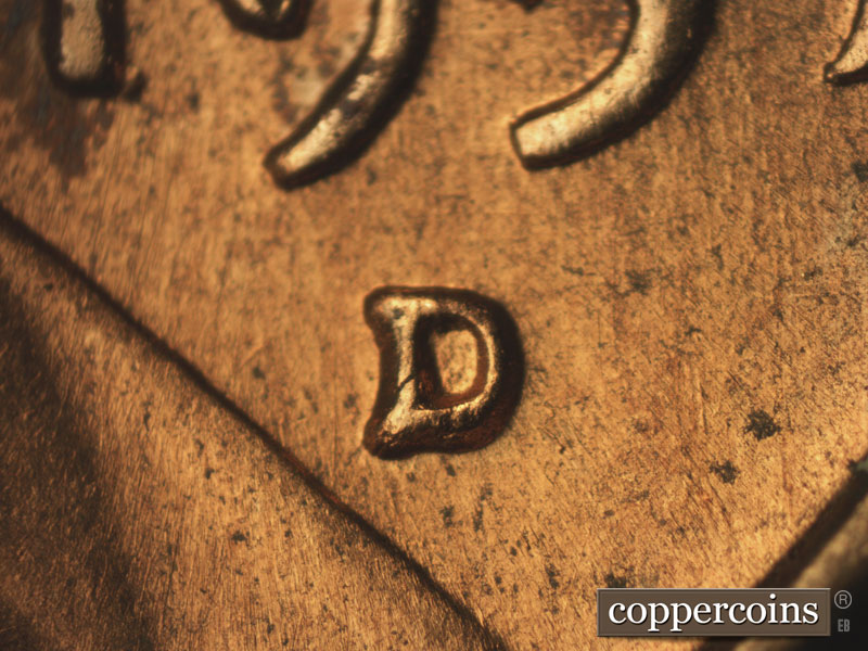 1957 Lincoln cent obverse, CopperCoins die 1957D•1MM•067.