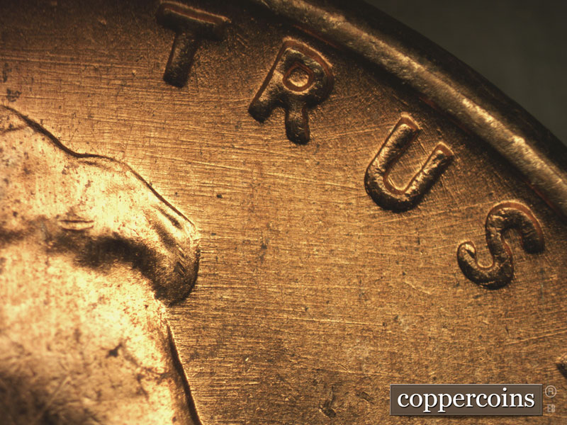 Die-stage B marker on 1957D•1MM•067 (1957 Repunched Mint Mark).