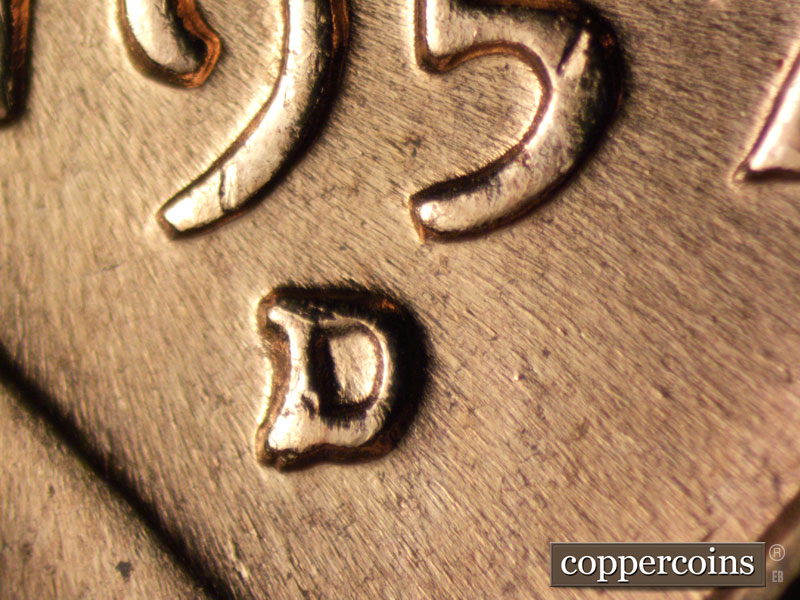 1957 Lincoln cent obverse, CopperCoins die 1957D•1MM•071.