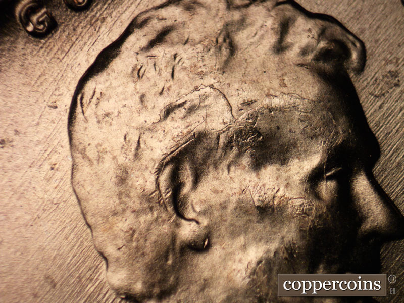 Die-stage B marker on 1957D•1MM•075 (1957 Repunched Mint Mark).