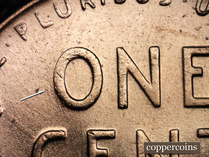 Die-stage B marker on 1957D•1MM•075 (1957 Repunched Mint Mark).