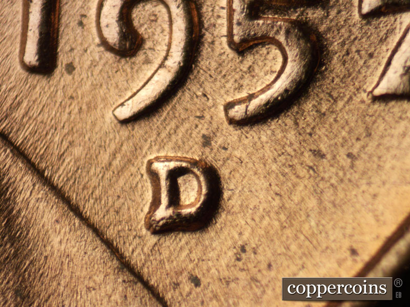 1957 Lincoln cent obverse, CopperCoins die 1957D•1MM•080.
